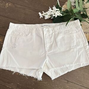 J Brand White WomenS Frayed Hem Distressed‎ Denim Shorts size XL